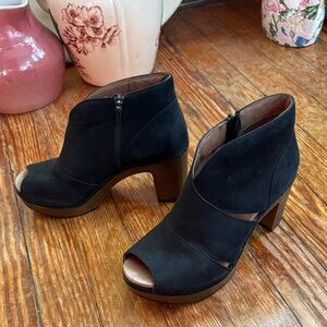 Dansko Black Heeled Peep-Toe Boots
